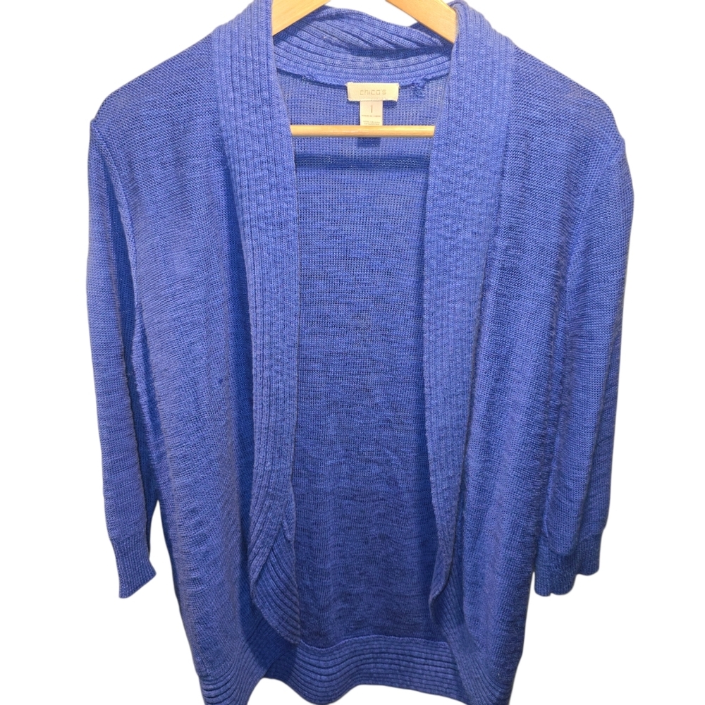 Chico's Sz. Medium Royal Blue Open Cardigan